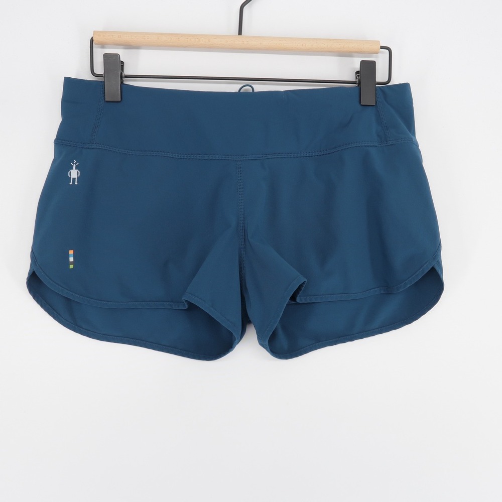 Smartwool Run Shorts Womens S Blue Lined Running Athletic Merino Wool Back